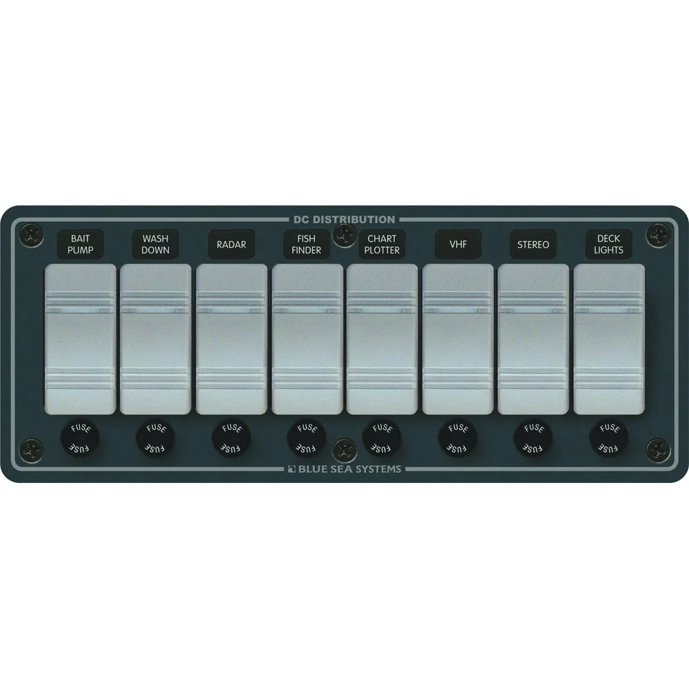 Blue Sea Systems 8261 Contura Water Resistant 12V DC Panel - 8 Position