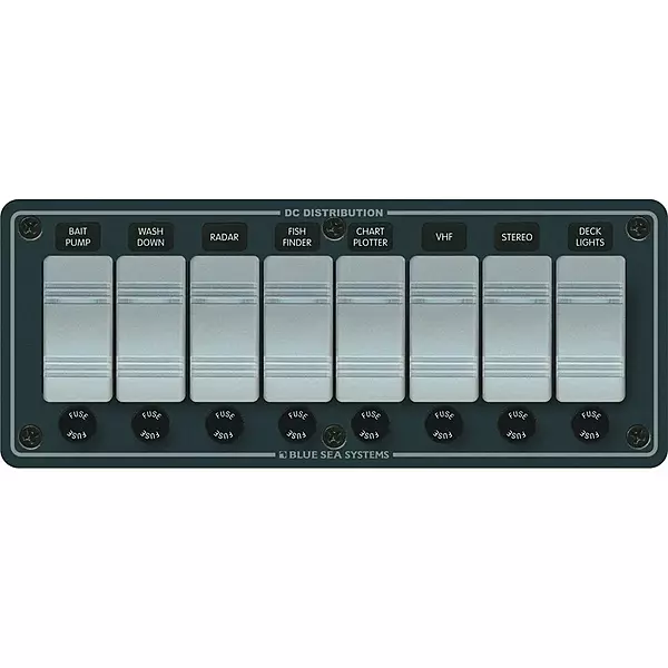 Blue Sea Systems 8261 Contura Water Resistant 12V DC Panel - 8 Position
