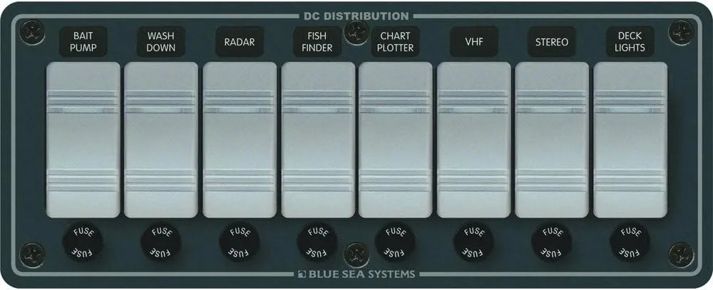 Blue Sea Systems 8261 Contura Water Resistant 12V DC Panel - 8 Position