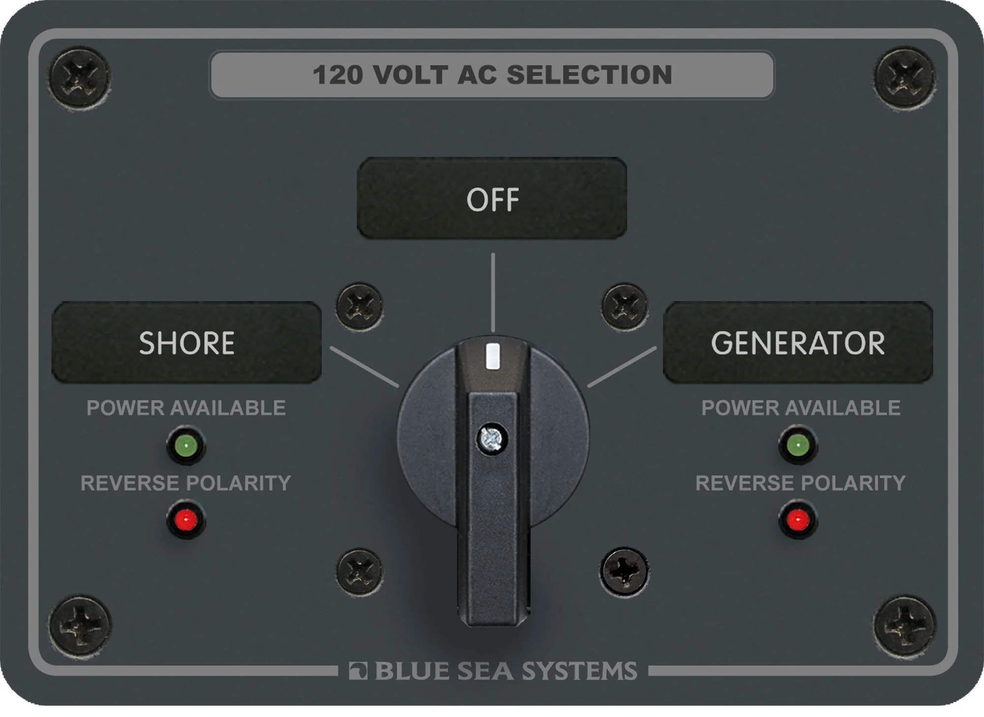 Blue Sea Systems 8367 AC Rotary Switch Panel 30 Ampere 2 positions + OFF, 2 Pole