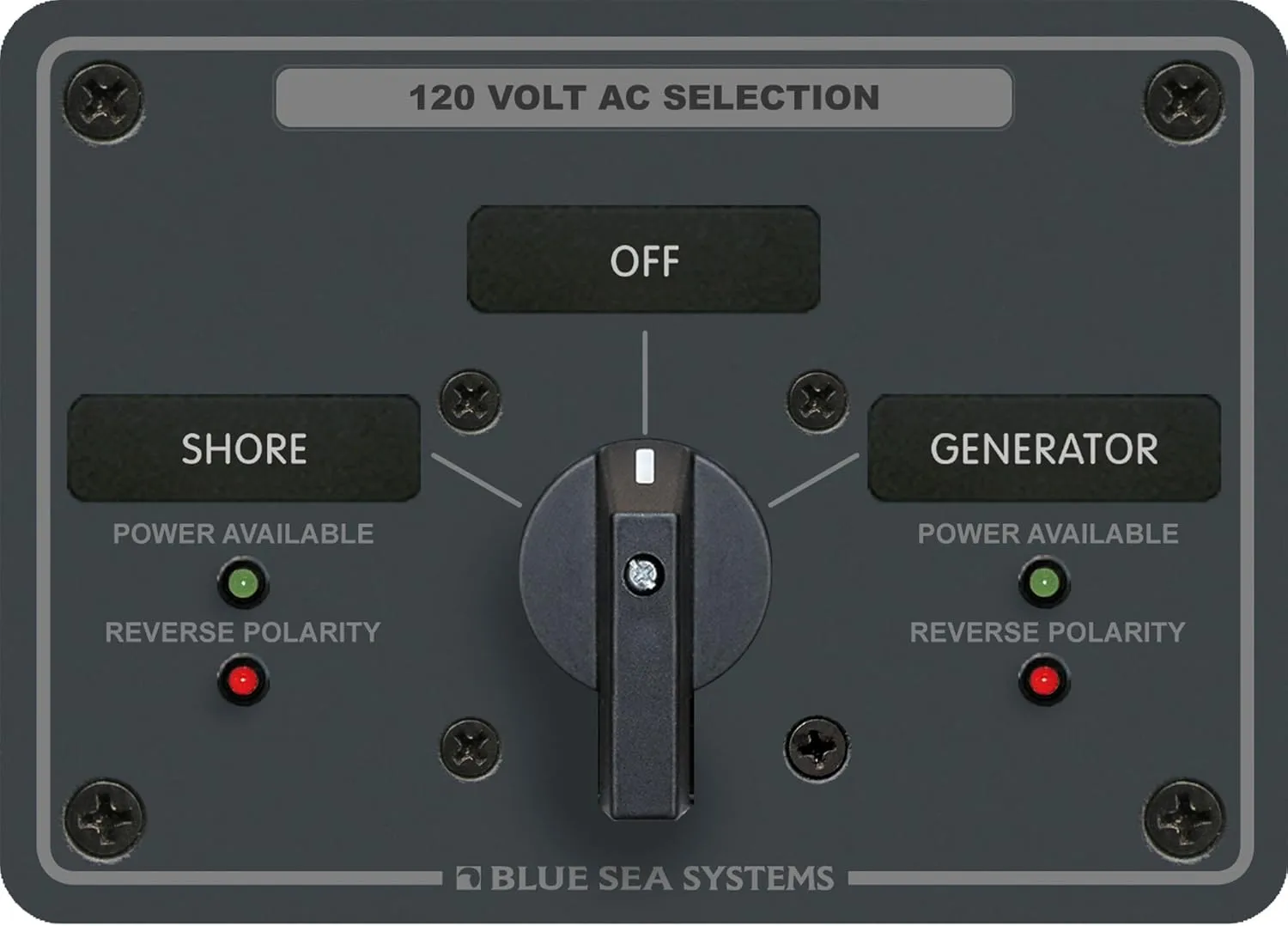 Blue Sea Systems 8367 AC Rotary Switch Panel 30 Ampere 2 positions + OFF, 2 Pole