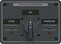 Blue Sea Systems 8367 AC Rotary Switch Panel 30 Ampere 2 positions + OFF, 2 Pole