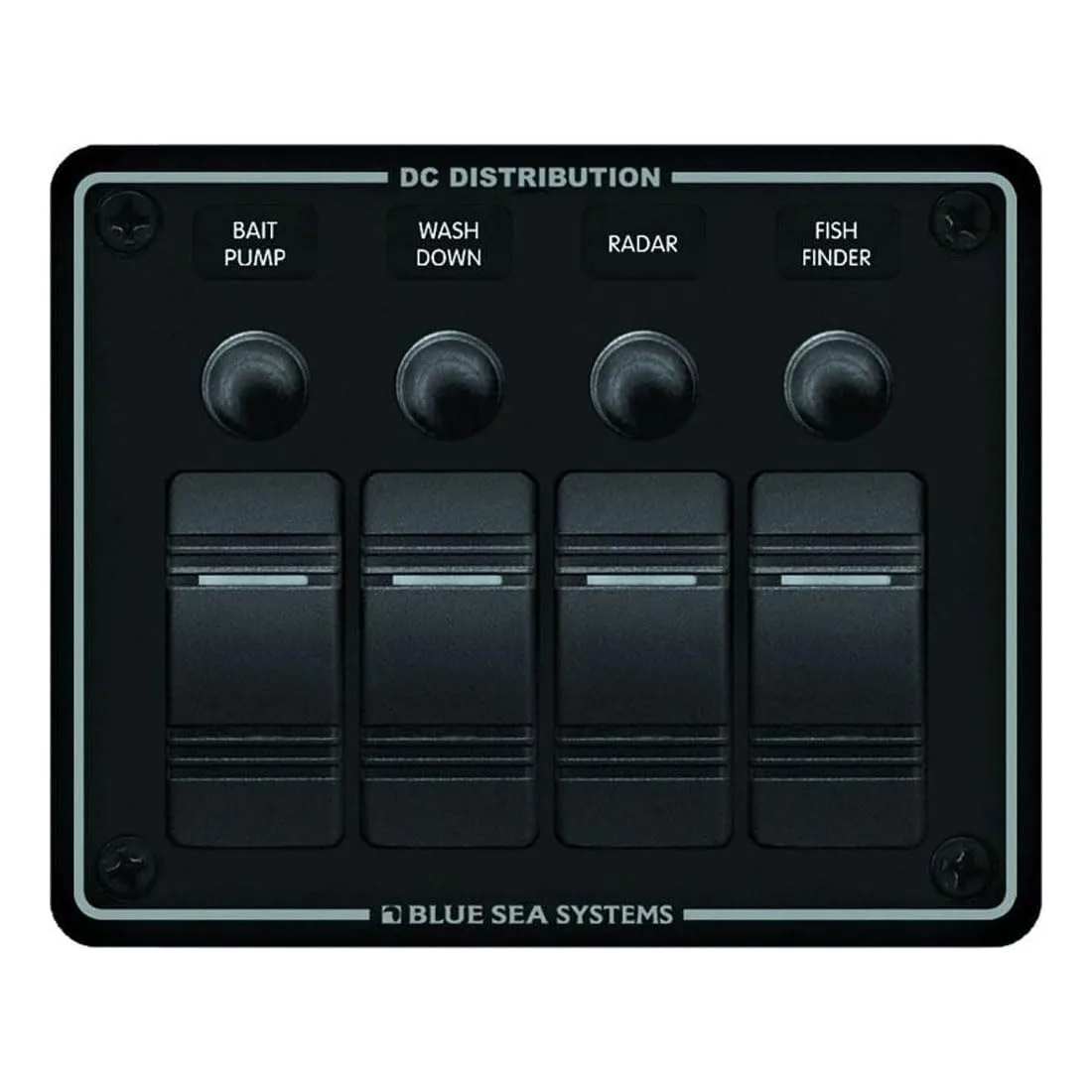 Blue Sea Systems 8372 Water Resistant Circuit Breaker Panel 4 Position-Black
