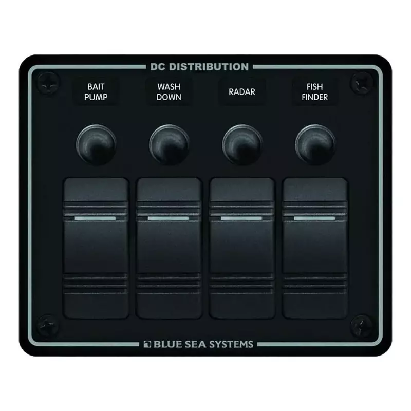 Blue Sea Systems 8372 Water Resistant Circuit Breaker Panel 4 Position-Black