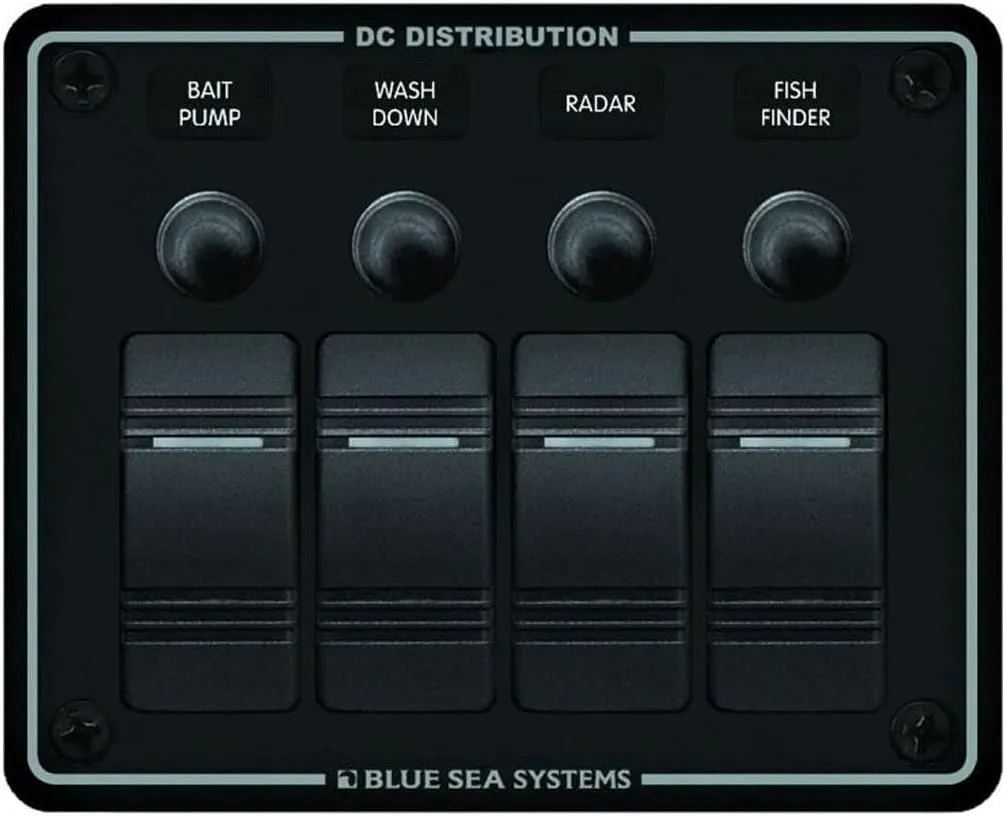 Blue Sea Systems 8372 Water Resistant Circuit Breaker Panel 4 Position-Black