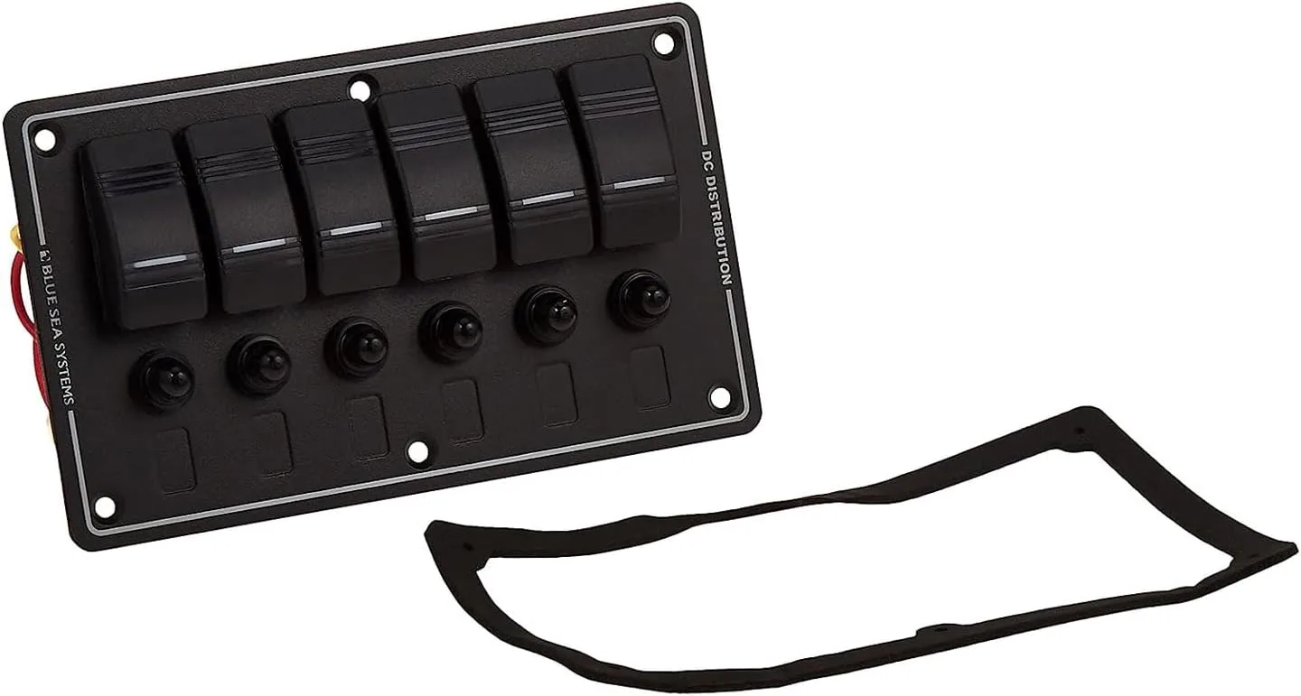 Blue Sea 8373 Water Resistant 6 Position - Black - Vertical Mount Panel
