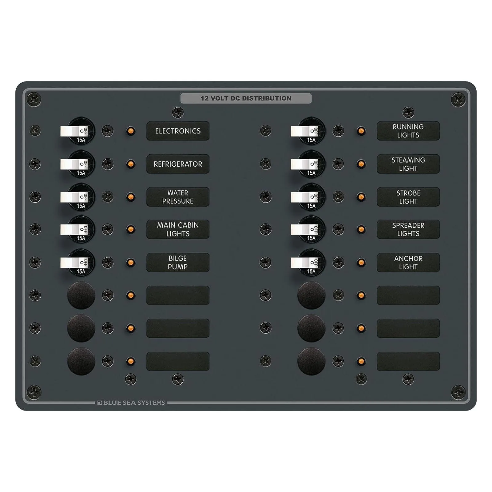 Blue Sea Systems 8377 DC 16 Position Panel - Black