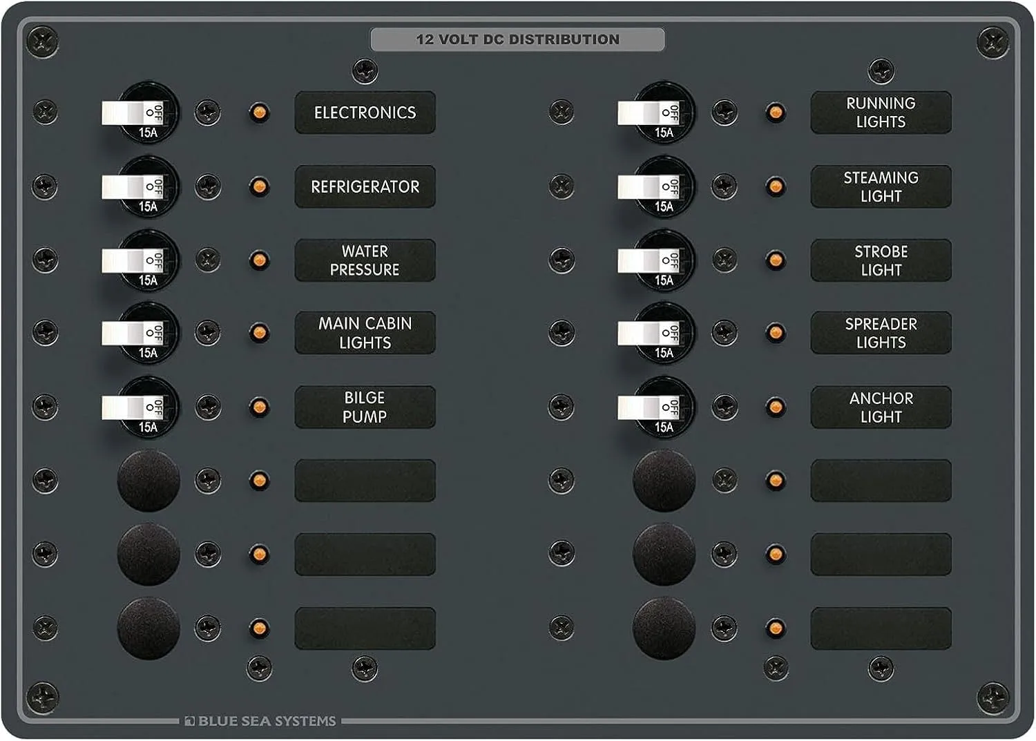 Blue Sea Systems 8377 DC 16 Position Panel - Black