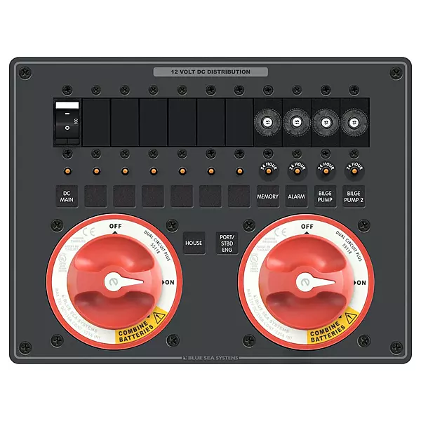 Blue Sea Systems 8693 Triple Battery Bank Management Panel for Twin Engine Configurations