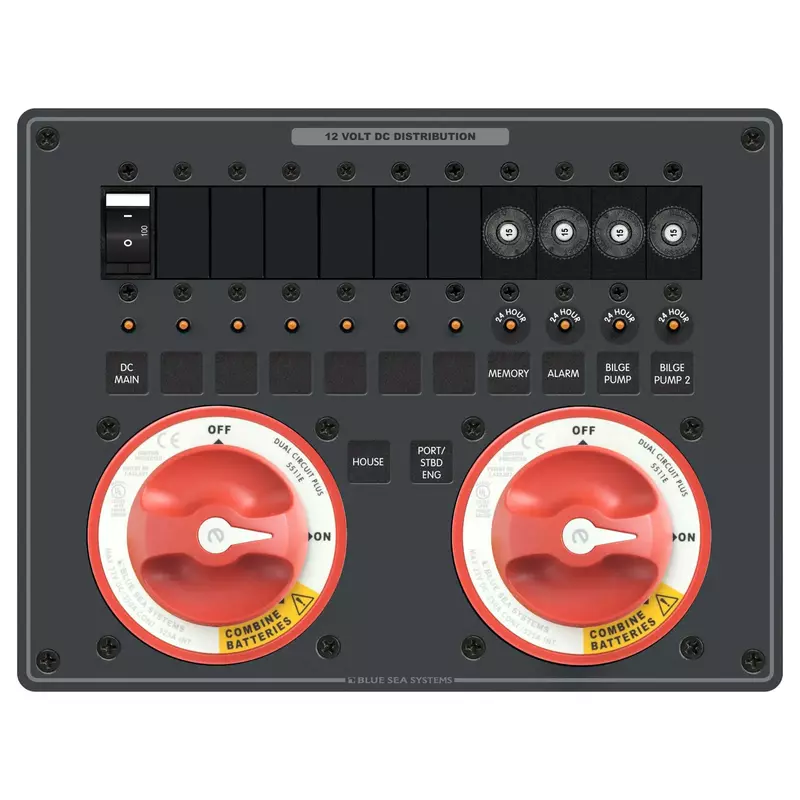 Blue Sea Systems 8693 Triple Battery Bank Management Panel for Twin Engine Configurations
