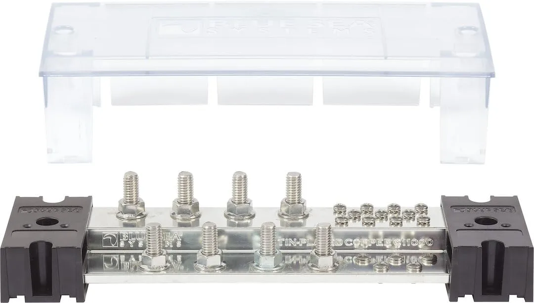 Blue Sea PowerBar 1000 - 8 x 3/8" Studs w/Cover, 1000A