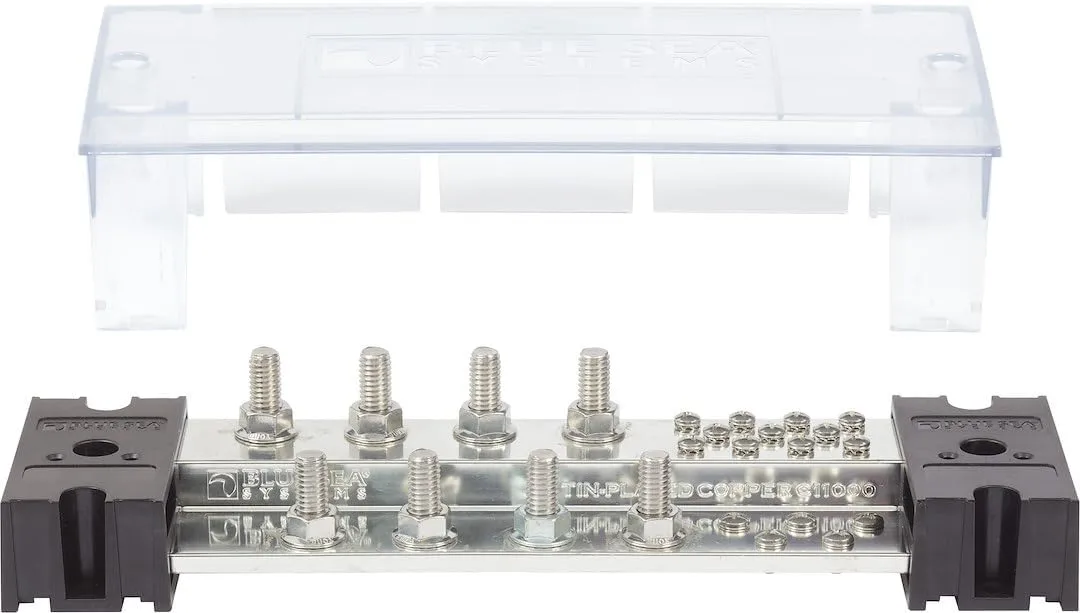 Blue Sea PowerBar 1000 - 8 x 3/8" Studs w/Cover, 1000A