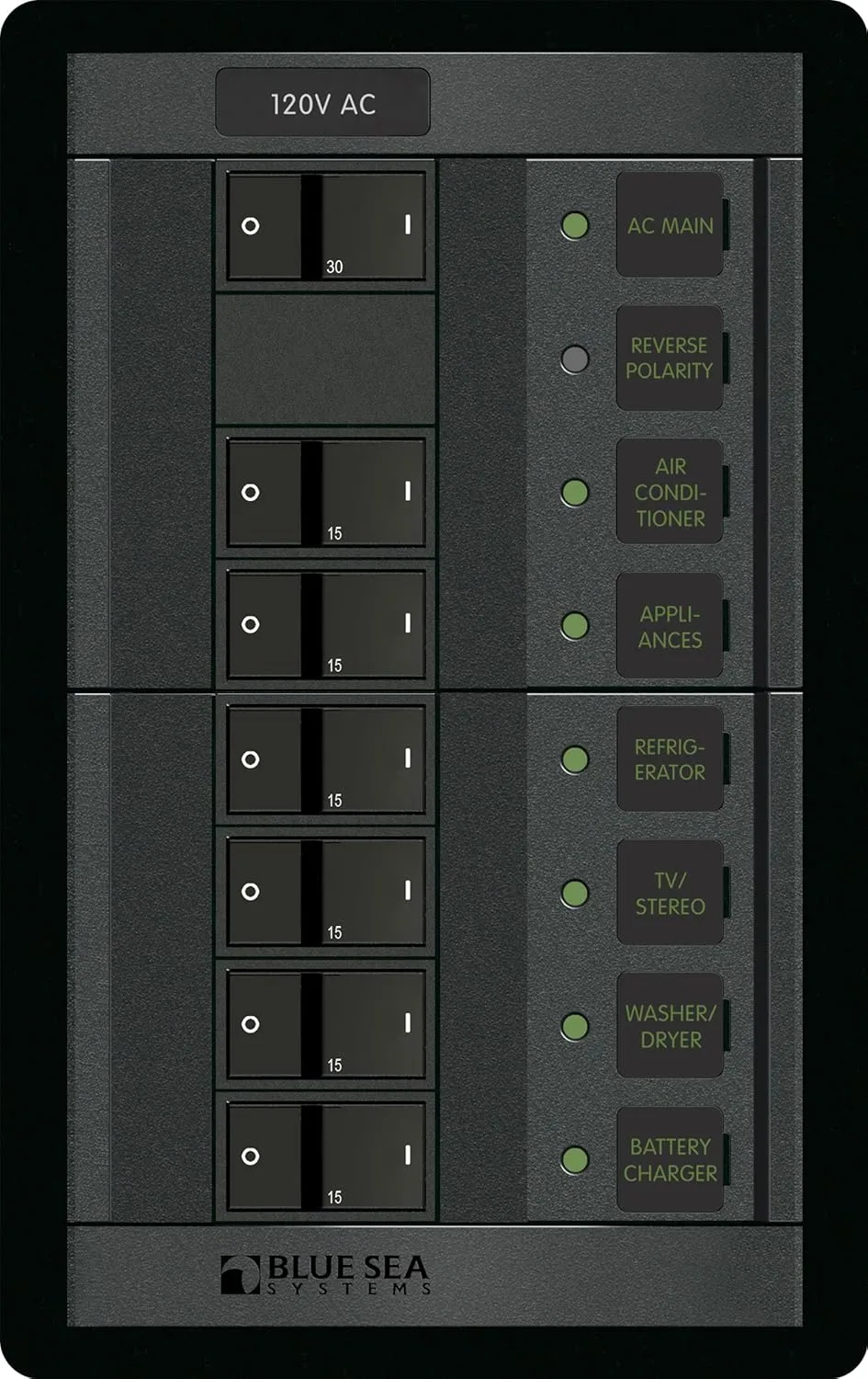 Blue Sea Systems 1202 120V AC Main + 6 Positions - Vertical