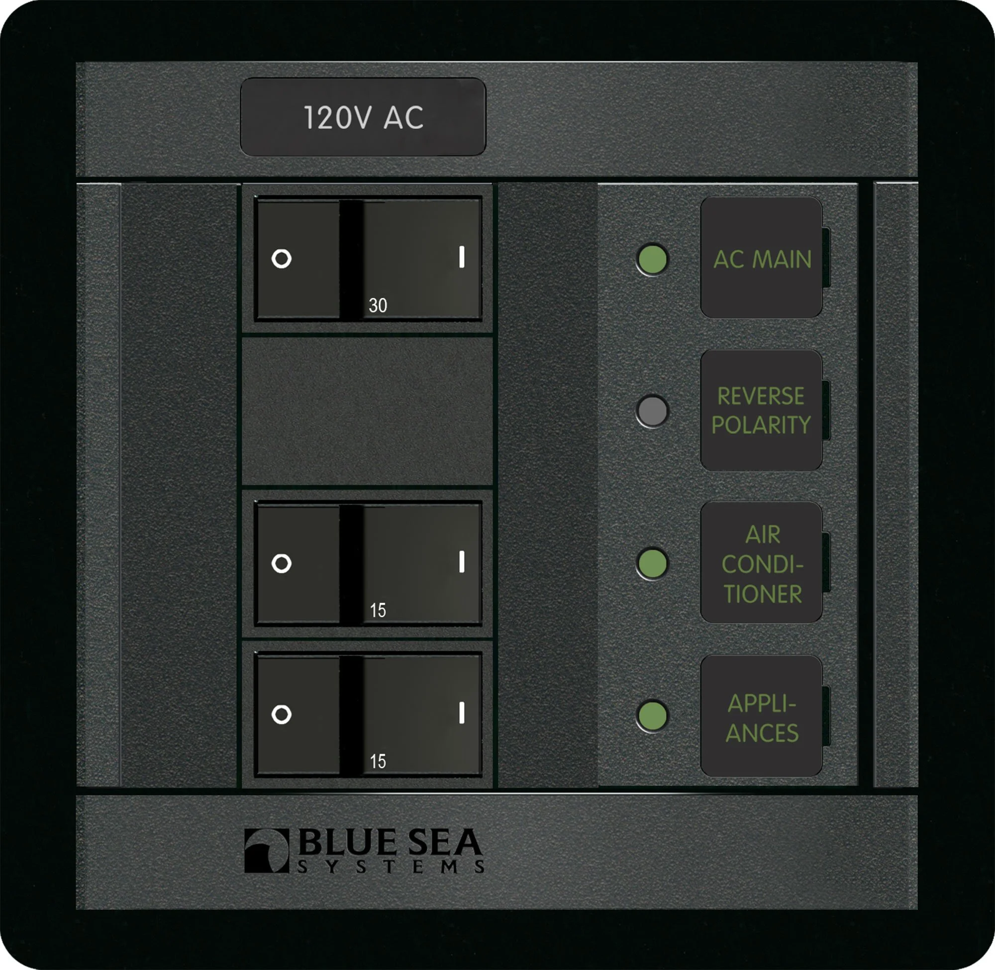 Blue Sea Systems 1214 120 Volt AC Main + 2 Positions,Black