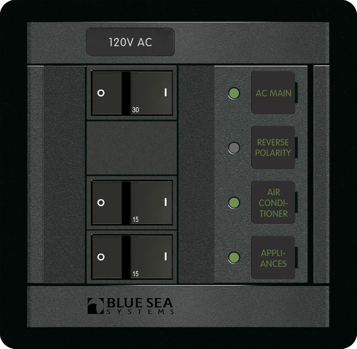 Blue Sea Systems 1214 120 Volt AC Main + 2 Positions,Black