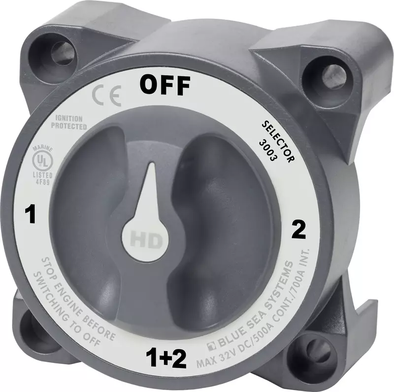 Blue Sea Systems 3003 Heavy Duty Battery Switch with Alternator Field Disconnect, 1-2-Off-Both, Beige