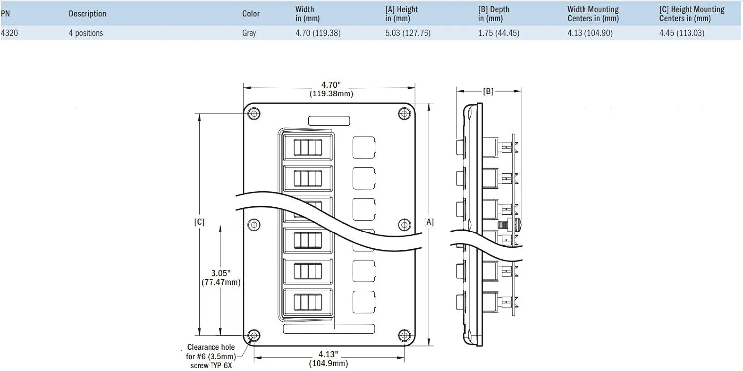 Blue Sea Systems Water-Resistant Circuit Breaker Switch Panel