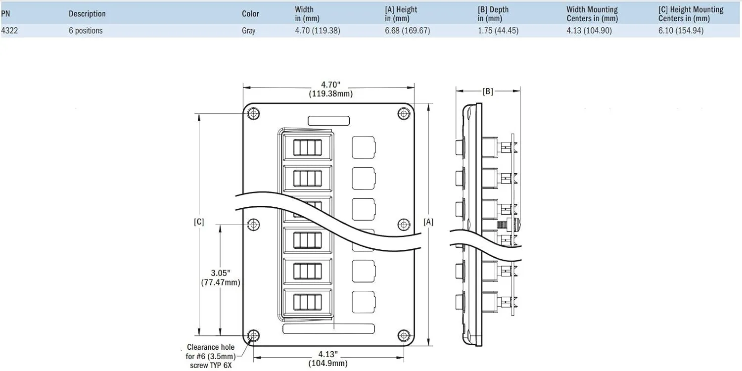 Blue Sea Systems Water-Resistant Circuit Breaker Switch Panel