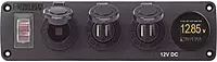 Blue Sea Systems 4368 Water-Resistant Accessory Panel, 12V Socket, 2x 2.1A USB, Mini Voltmeter