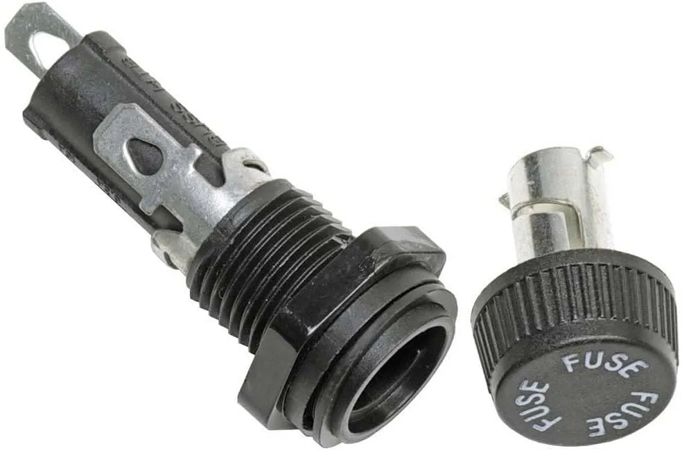Blue Sea Systems 5021 Panel Mount AGC/MDL Fuse Holder, Black