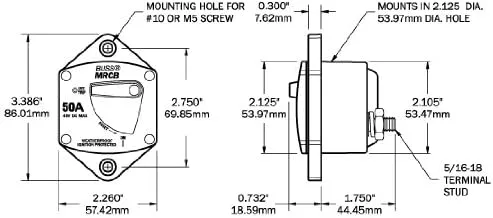 Blue Sea Systems 7047 187-Series Circuit Breaker, Panel Mount, 135A