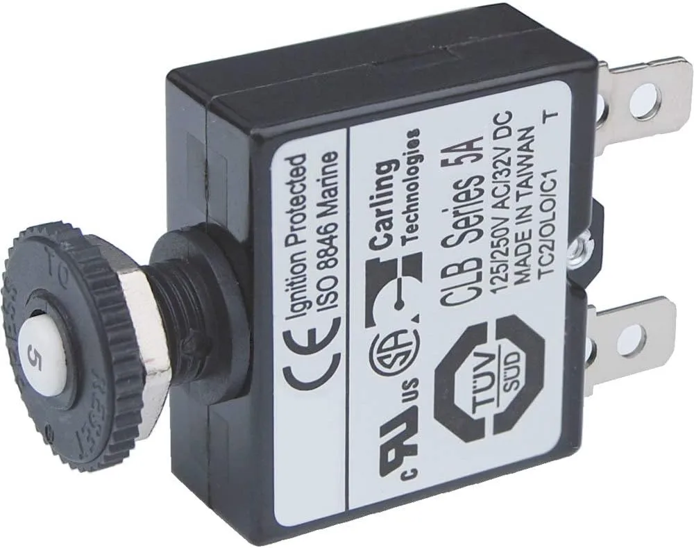 Blue Sea Systems 7052 Push Button Reset Only Quick Connect Circuit Breaker - 5 Amp