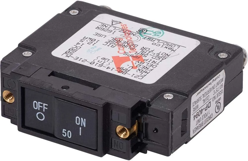 Blue Sea Systems 7445 Circuit Breaker C-Series Flat Rocker 50A DC UL489 Beige