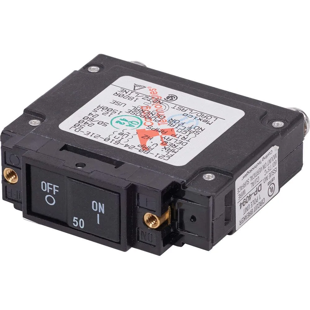 Blue Sea Systems 7459 Circuit Breaker C-Series Flat Rocker 50A AC UL489