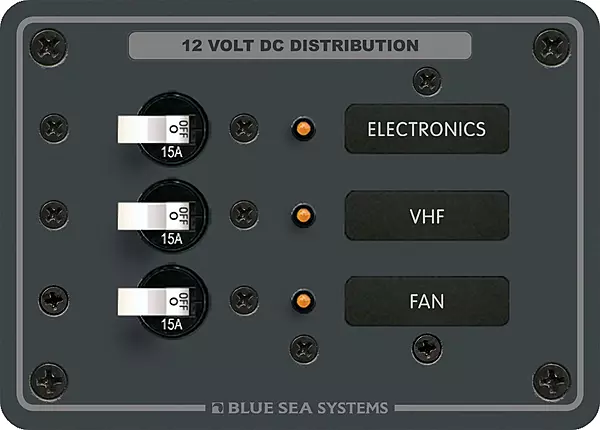 Blue Sea Systems 8025 Traditional Metal DC Panel - 3 Positions, White