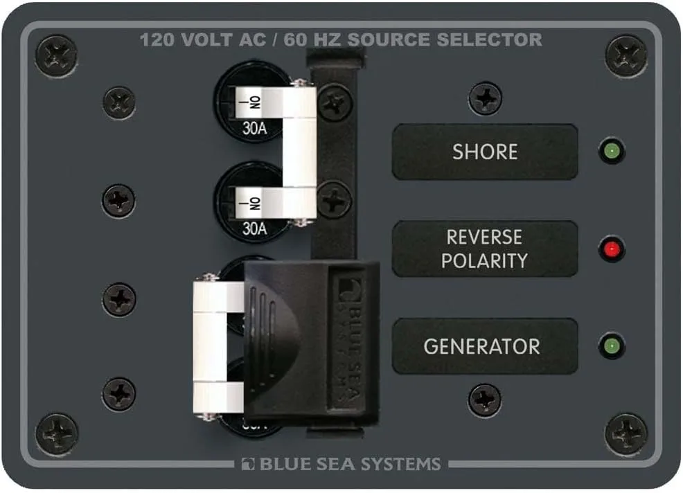 Blue Sea Systems 8032 AC Toggle Source Selector Panel - 120V AC 30A