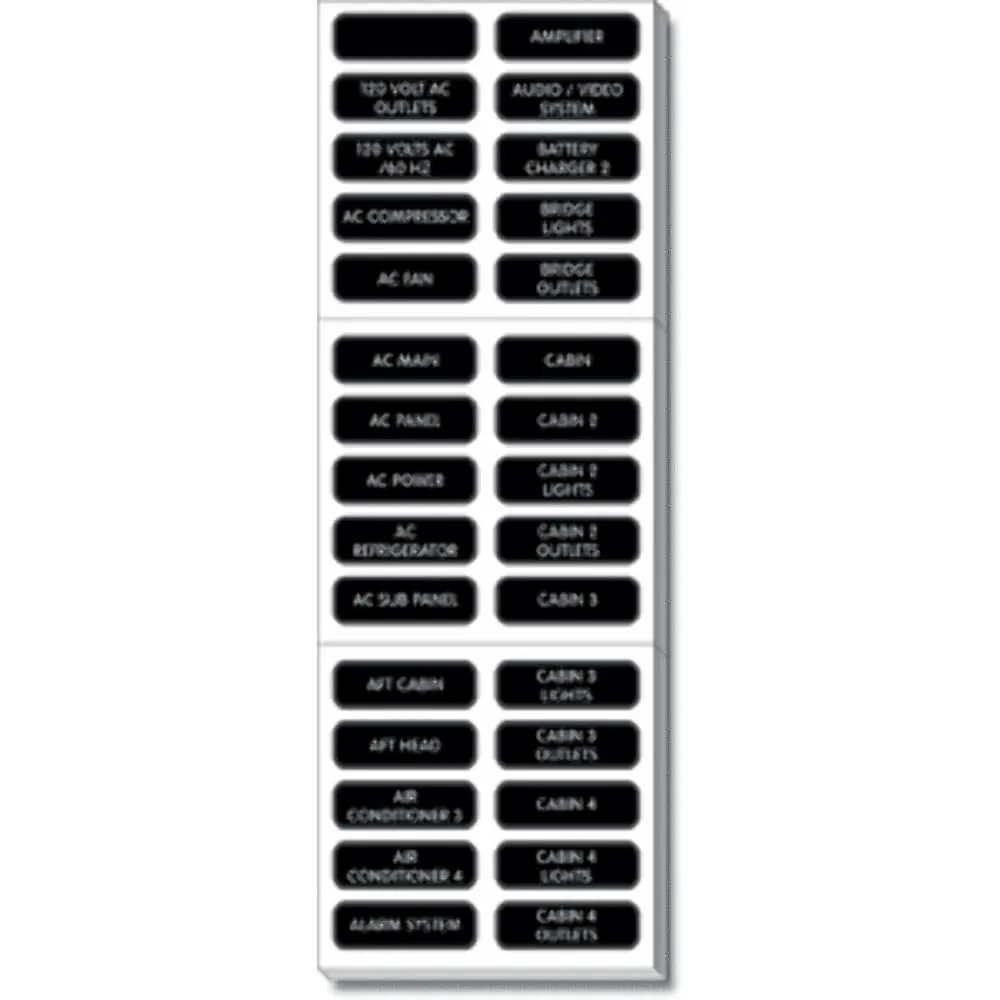 Blue Sea Systems 8067 AC Panel Extended 120 Label Set