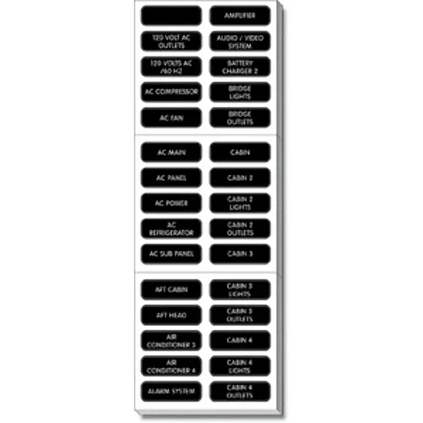 Blue Sea Systems 8067 AC Panel Extended 120 Label Set