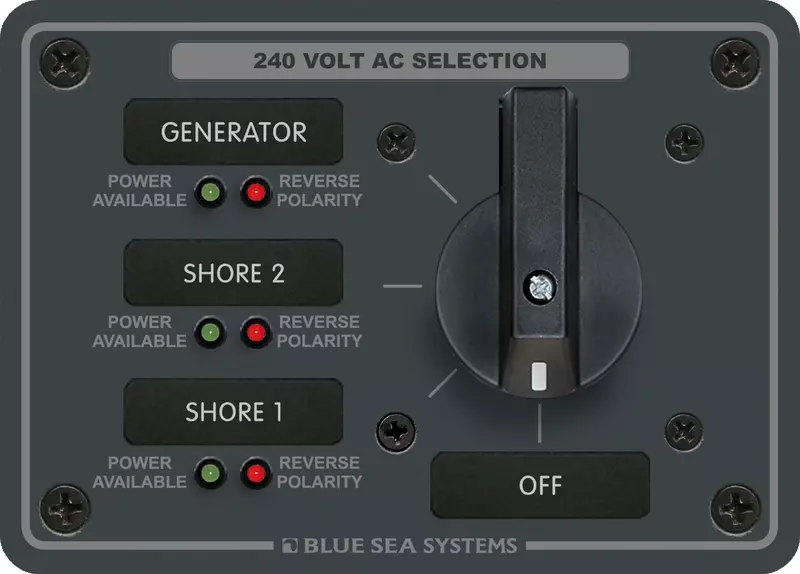 Blue Sea Systems 8361 AC Rotary Switch Panel 65 Ampere 3 positions + OFF, 3 Pole, Beige