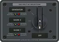 Blue Sea Systems 8361 AC Rotary Switch Panel 65 Ampere 3 positions + OFF, 3 Pole, Beige
