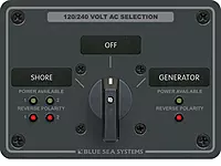 Blue Sea Systems 8386 AC Rotary Switch Panel 30 Ampere 2 positions + OFF, 4 Pole