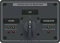 Blue Sea Systems 8386 AC Rotary Switch Panel 30 Ampere 2 positions + OFF, 4 Pole