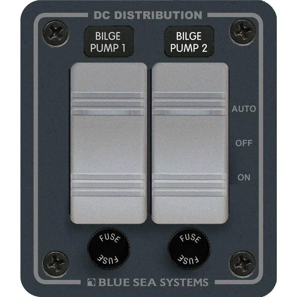 Blue Sea Systems 8664 Contura Water-Resistant DC Panel - Bilge Pump Control 2 Position, Gray