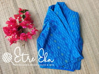Saree Blouse. Light Blue IKKAT Overlap Pattern, Front Open Blouse