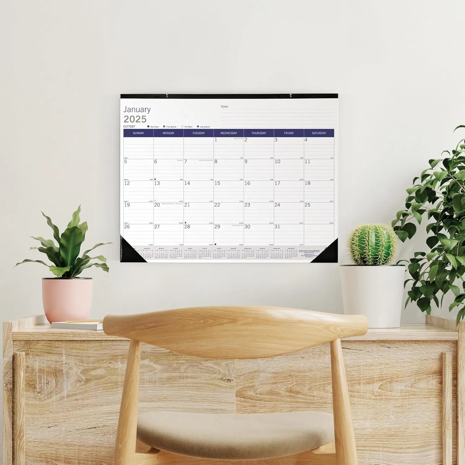 Blueline® 2025 DuraGlobe™ Monthly Desk Pad Calendar, 12 Months, January to December, 22" x 17", English (C177227-25)