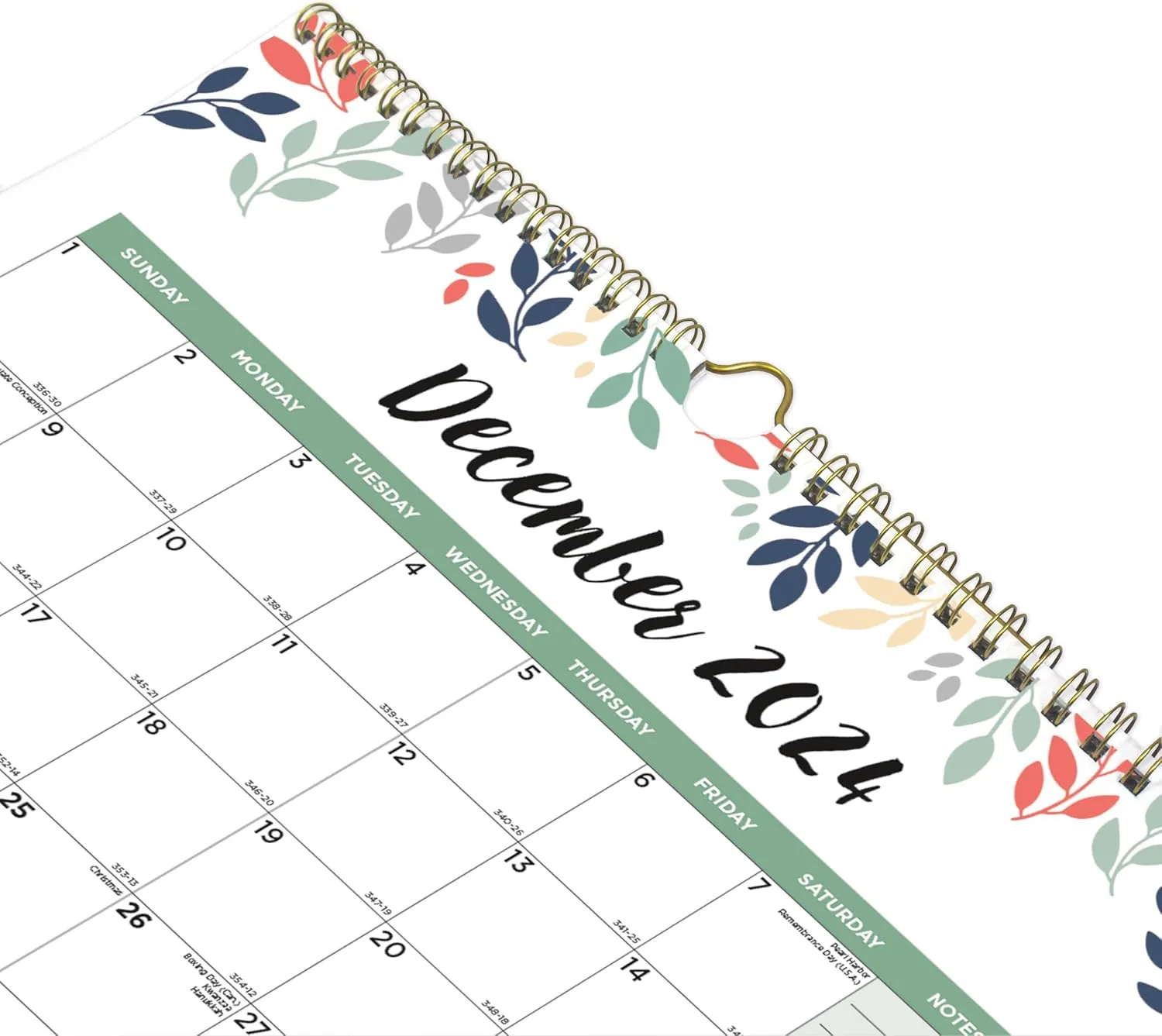 Blueline® 2025 Colorful Three-Month Wall Calendar, 14 Months, Leaves Design (C171129-25)