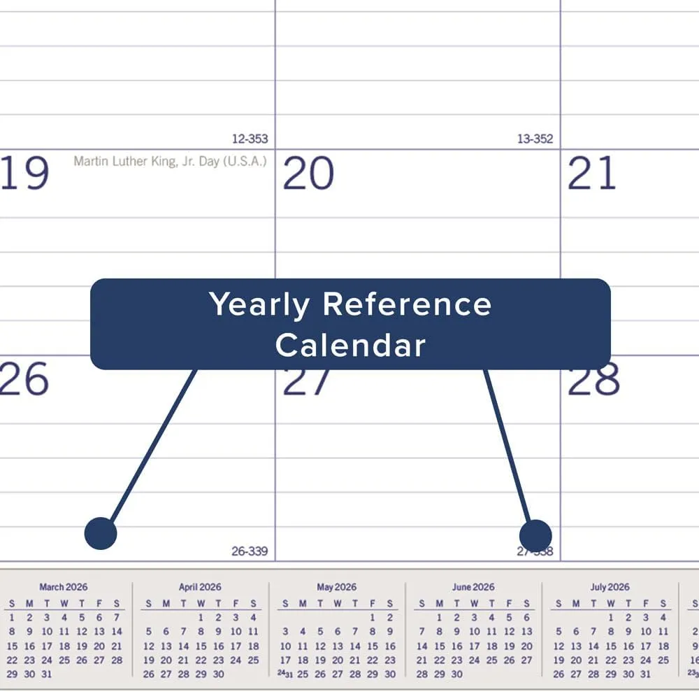 Blueline® 2026 DuraGlobe™ Monthly Desk Pad Calendar, 12 Months, January to December, Bamboo Fiber, 22" x 17" (C177227-26)