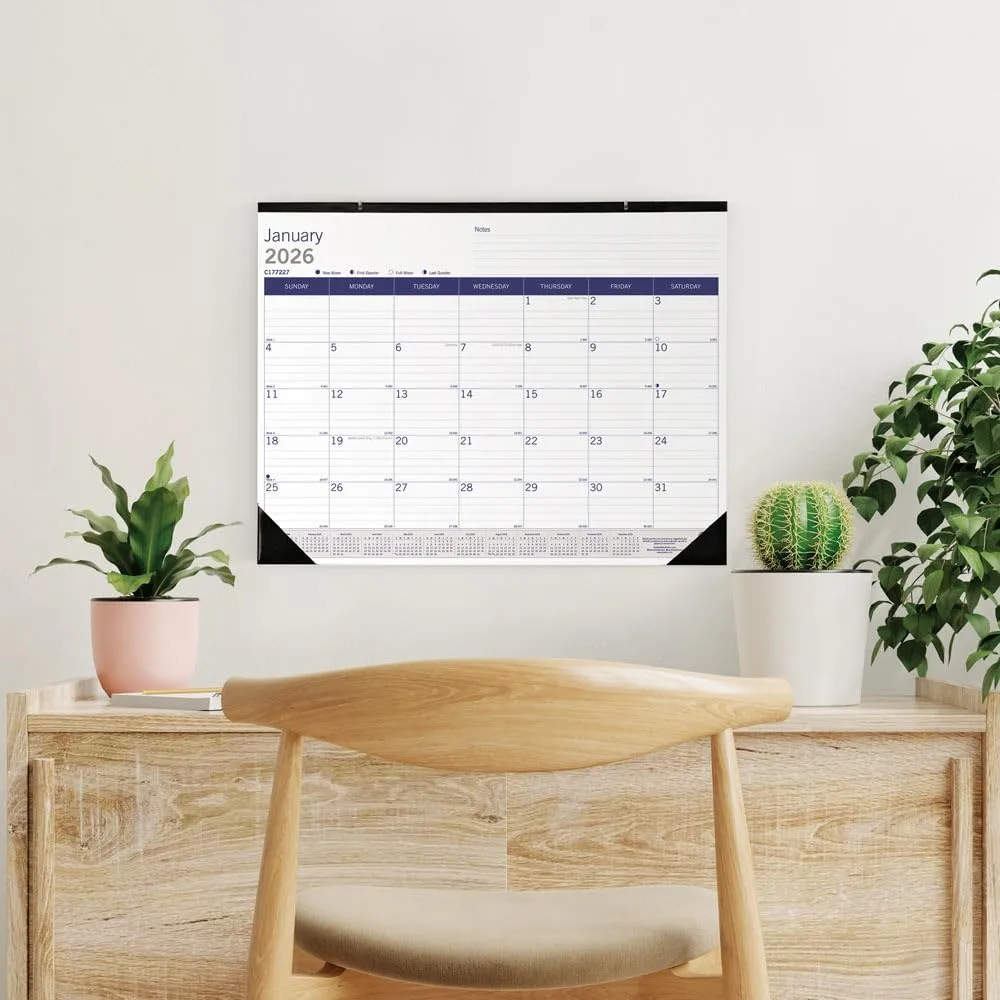 Blueline® 2026 DuraGlobe™ Monthly Desk Pad Calendar, 12 Months, January to December, Bamboo Fiber, 22" x 17" (C177227-26)