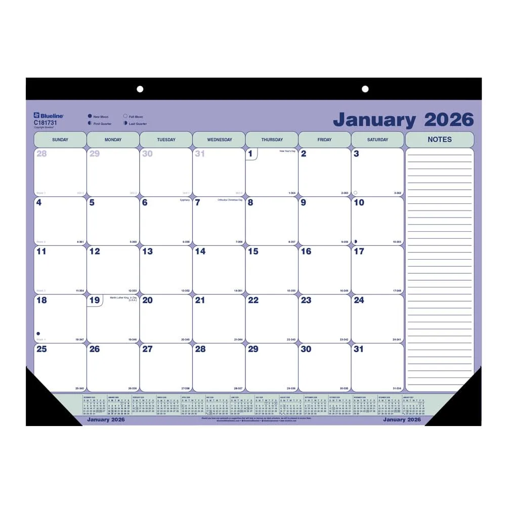Blueline® 2026 Monthly Desk Pad Calendar, 12 Months, January to December, 21.25" x 16" (C181731-26)