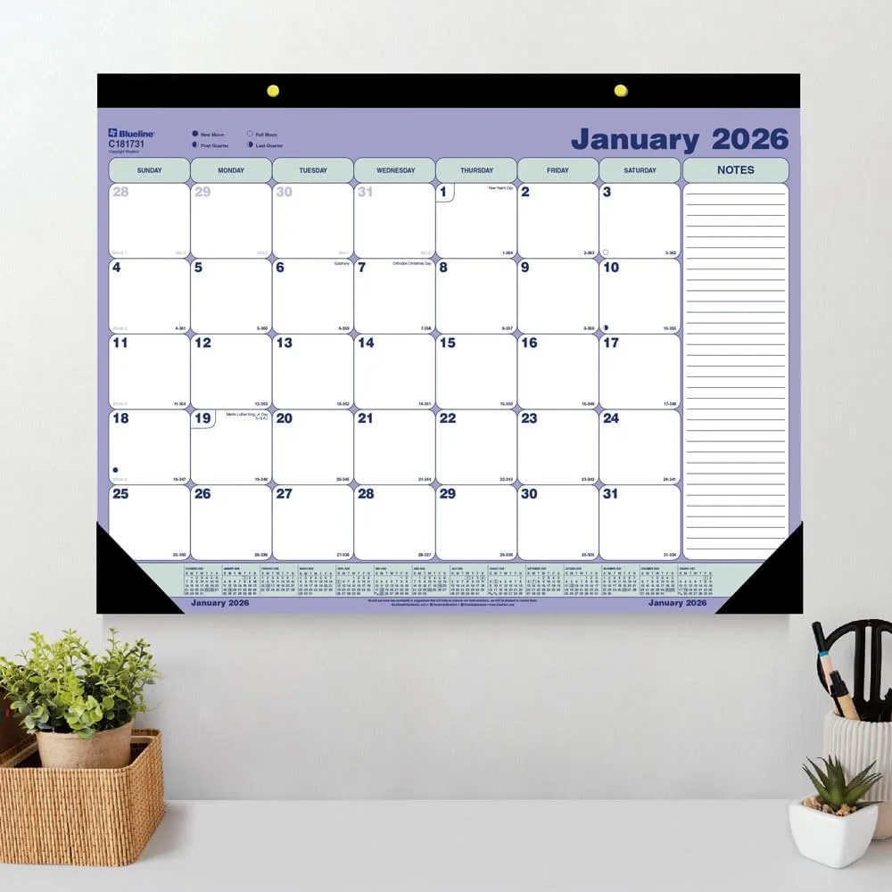 Blueline® 2026 Monthly Desk Pad Calendar, 12 Months, January to December, 21.25" x 16" (C181731-26)