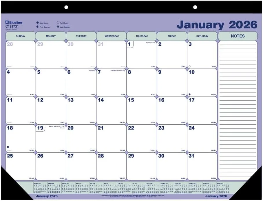 Blueline® 2026 Monthly Desk Pad Calendar, 12 Months, January to December, 21.25" x 16" (C181731-26)