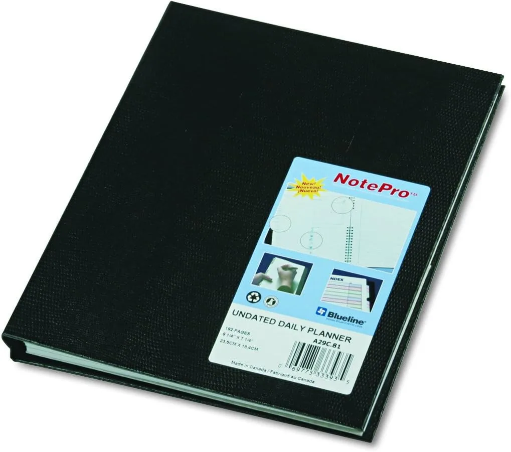 Blueline A29C81 NotePro Undated Daily Planner, 9-1/4 x 7-1/4, Black