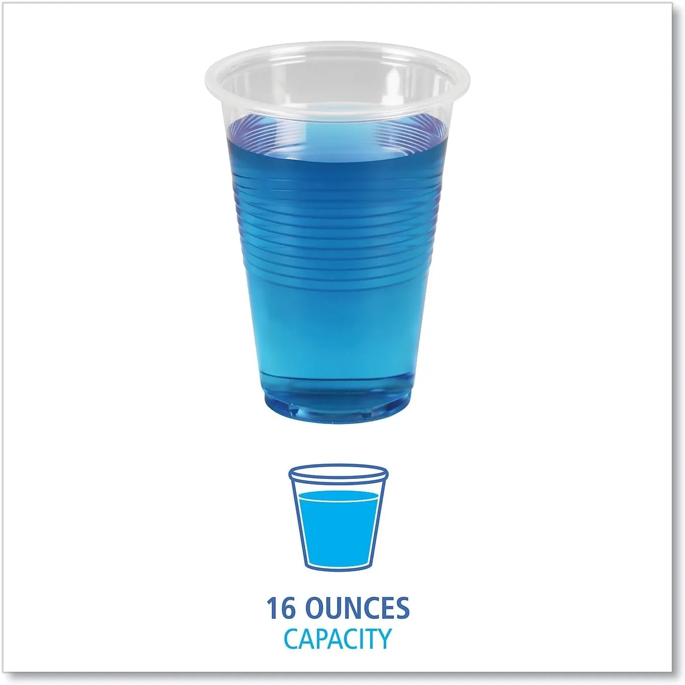 Boardwalk TRANSCUP16CT Translucent Plastic Cold Cups, 16oz, 50/Bag, 20 Bags/Carton