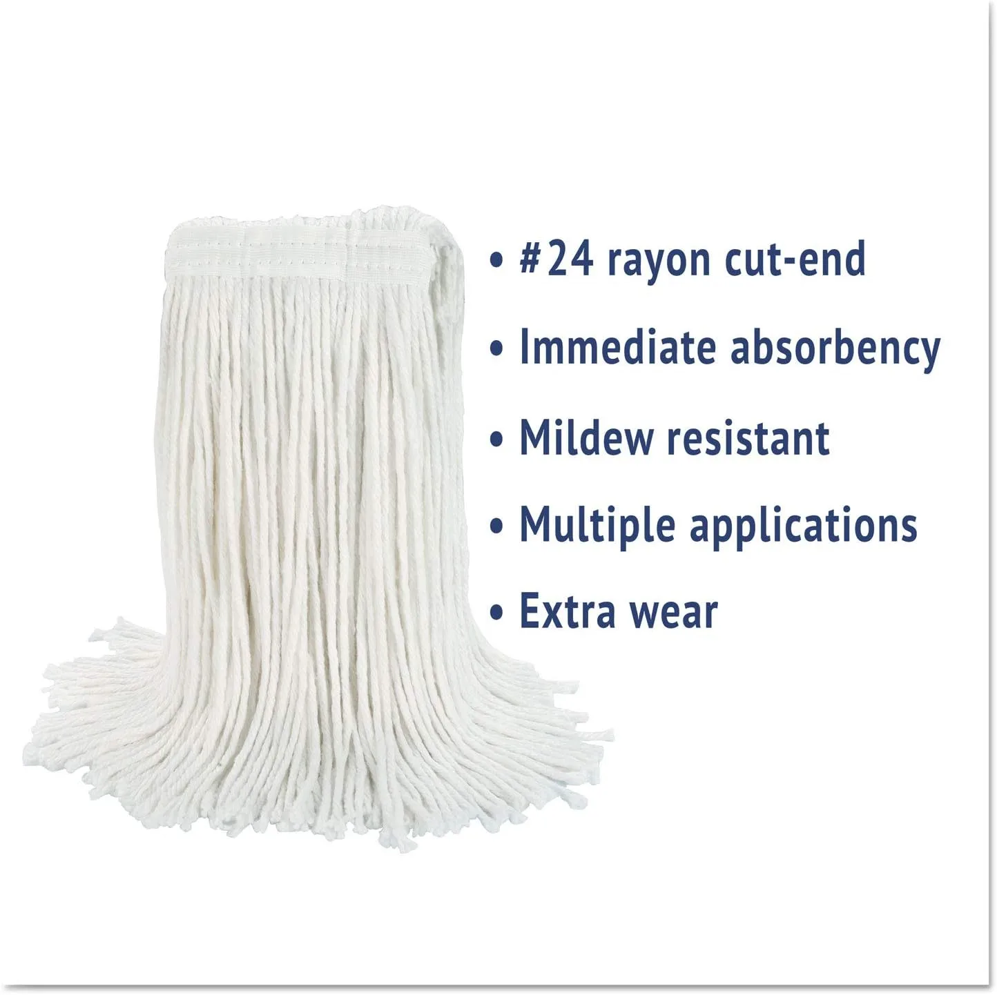 Boardwalk Cut-End Rayon Wet Mop Head, #24, White