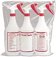 Trigger Spray Bottle, 32 oz, Clear/Red, HDPE, 3/Pack