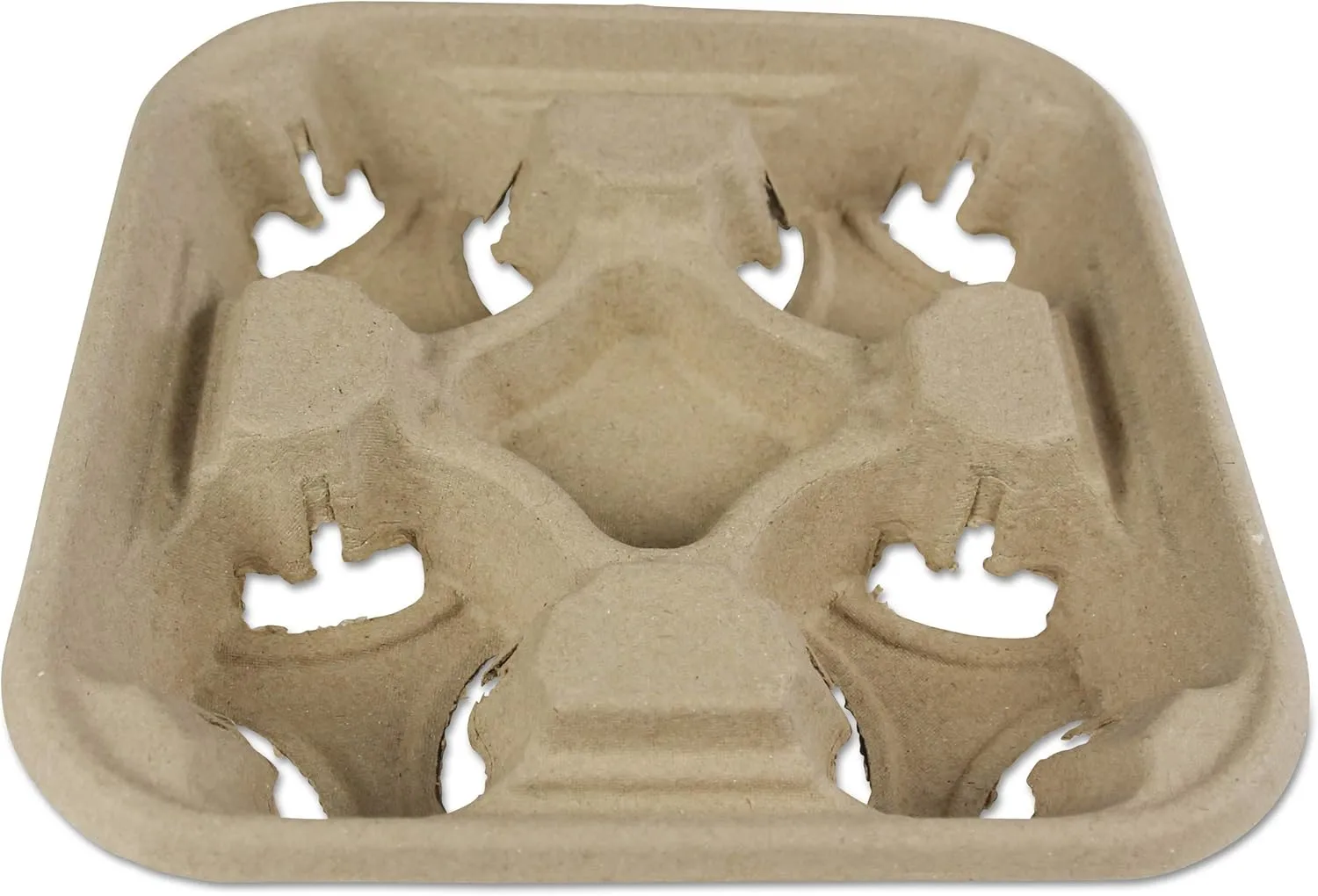 Boardwalk BWK4CUPCARRIER Four Cup Carrier Tray for 8-32 oz. Cups - Kraft (300/Carton)